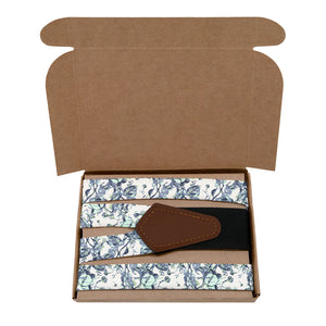 Abstract Floral Suspenders - Kraft Gift Box Packaging - Knotty Tie Co.