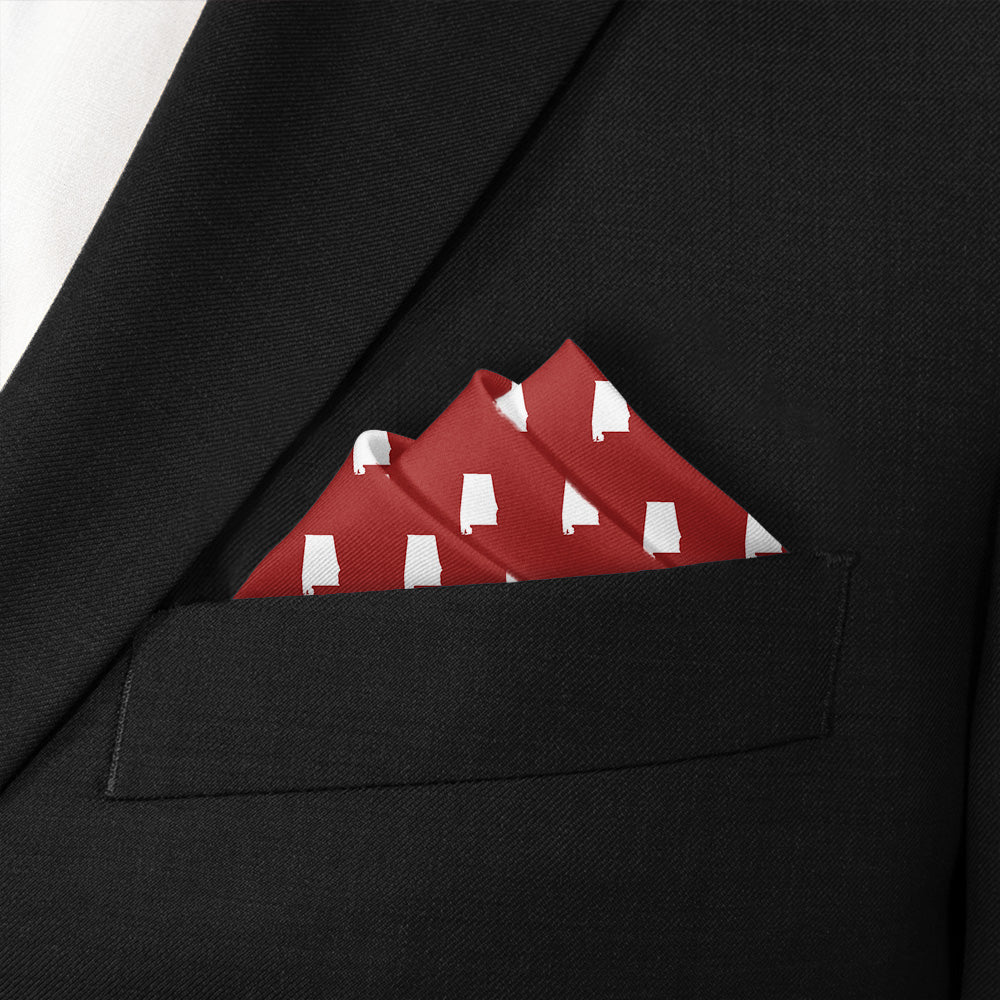 Alabama State Outline Pocket Square - Stairs Fold - Knotty Tie Co.