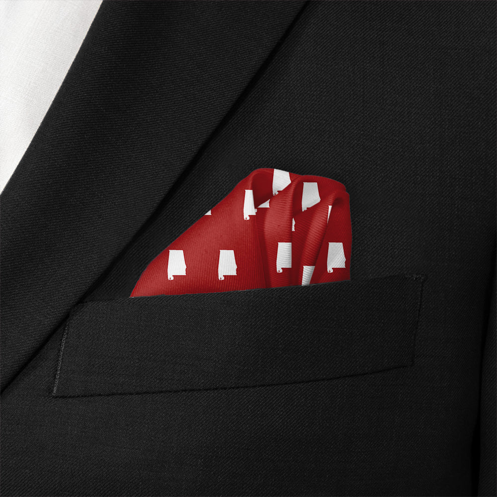 Alabama State Outline Pocket Square - Wave Fold - Knotty Tie Co.