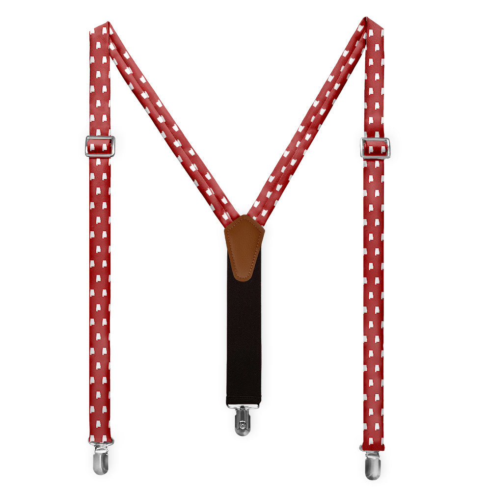 Alabama State Outline Suspenders - Full Front View - Knotty Tie Co.