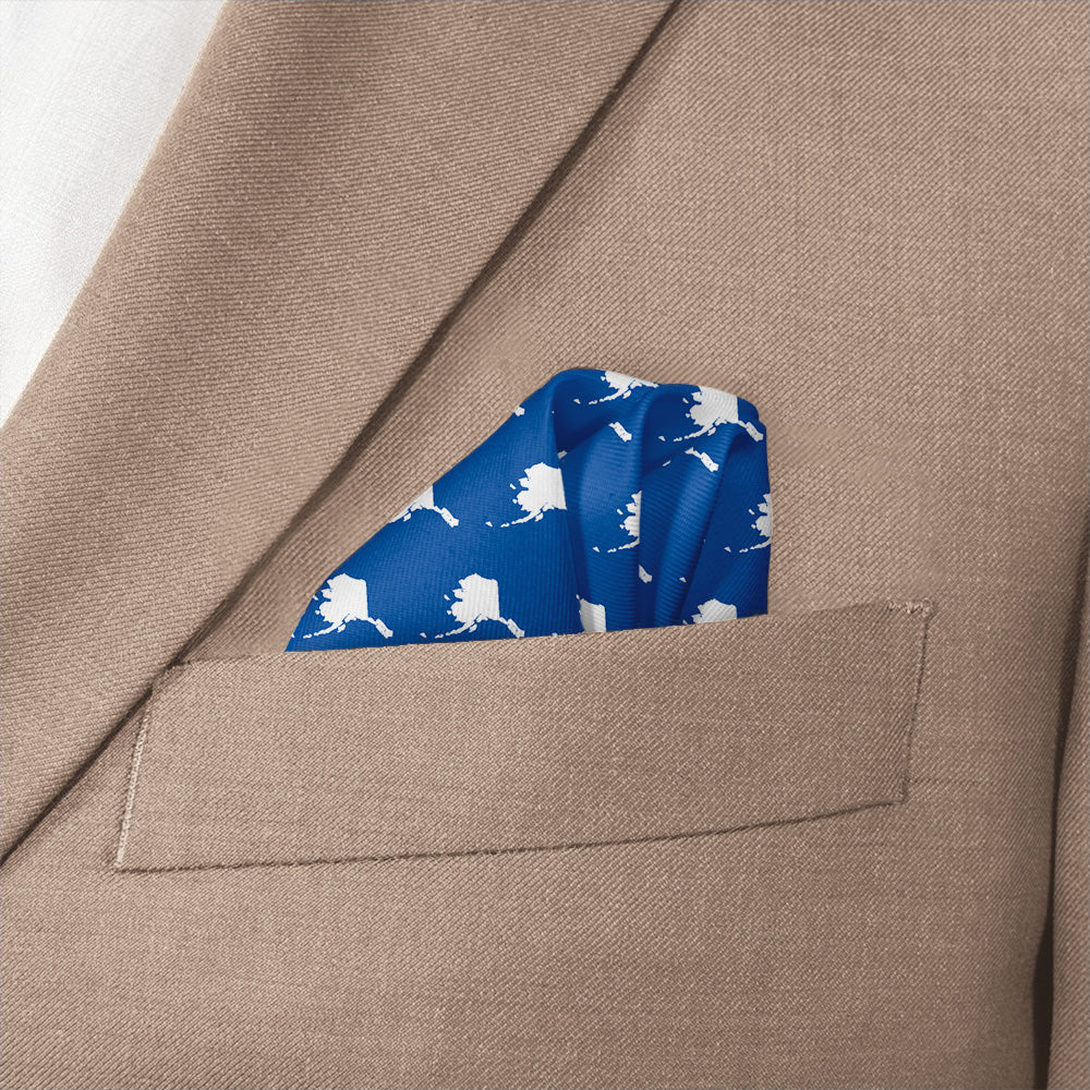 Alaska State Outline Pocket Square - Wave Fold - Knotty Tie Co.