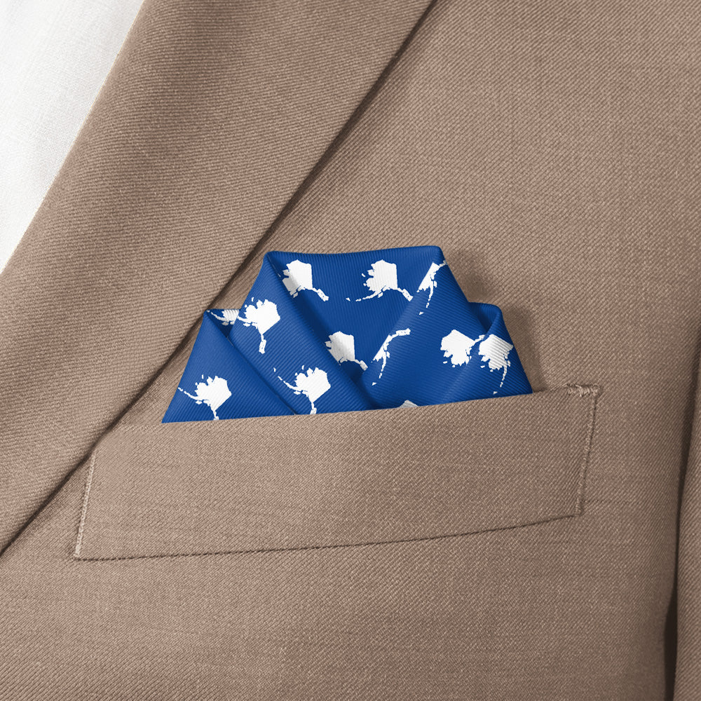 Alaska State Outline Pocket Square - Scalloped Fold - Knotty Tie Co.