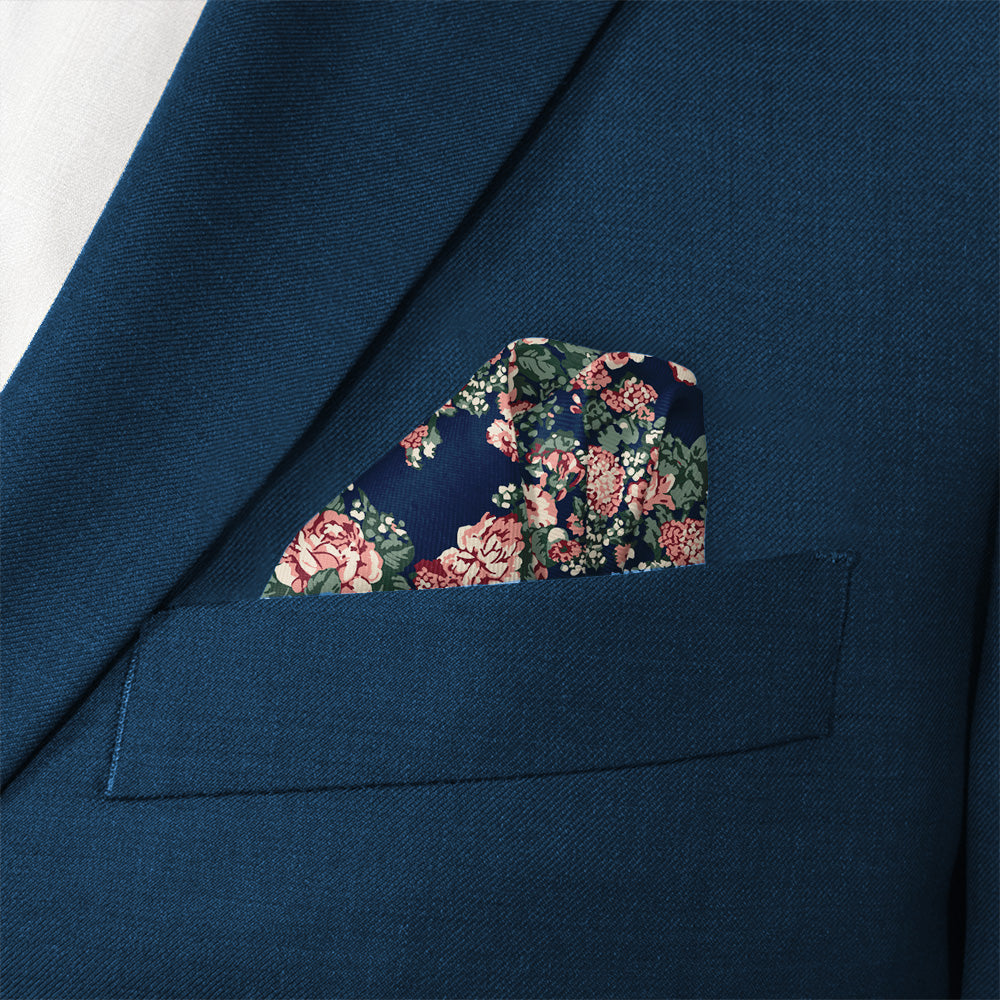 Allison Floral Pocket Square - Wave Fold - Knotty Tie Co.