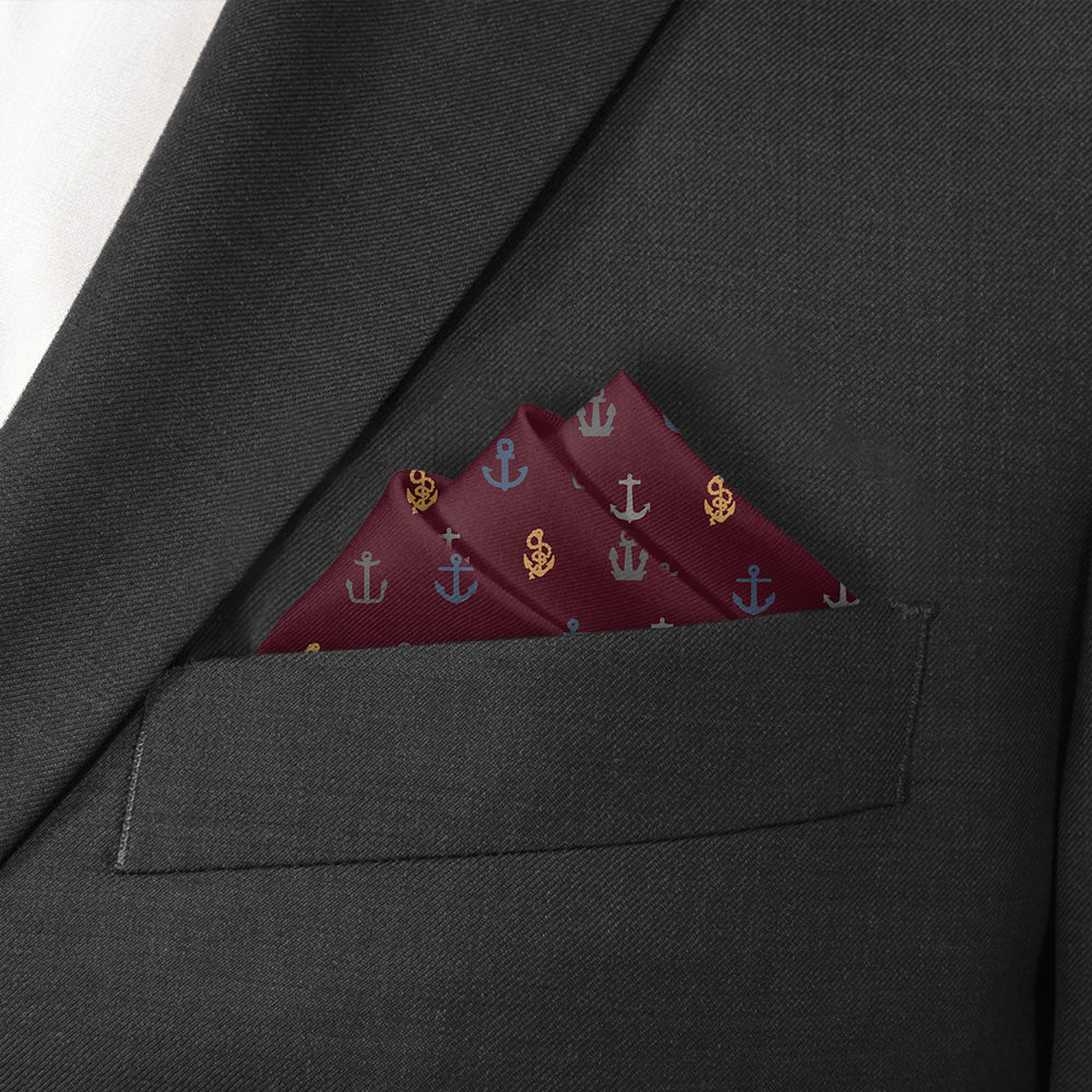 Anchors Away Pocket Square - Stairs Fold - Knotty Tie Co.