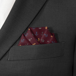 Anchors Away Pocket Square - Scalloped Fold - Knotty Tie Co.