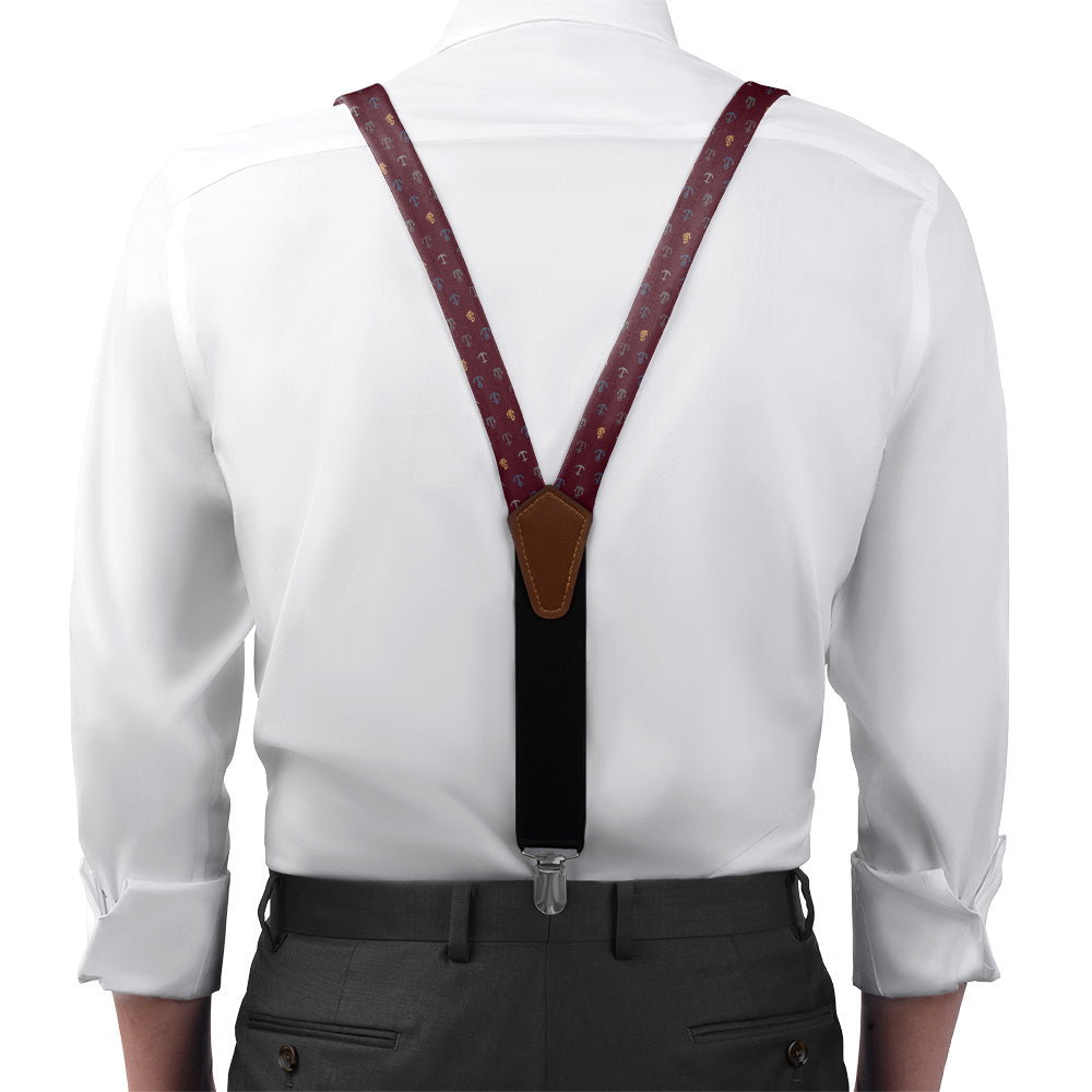 Anchors Away Suspenders - On Model Front View - Knotty Tie Co.