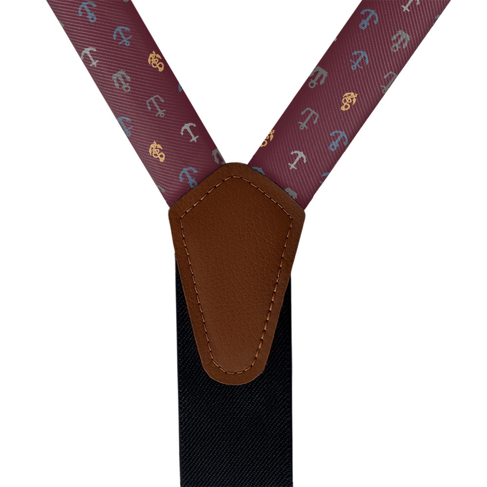 Anchors Away Suspenders - Vegan Leather Y-Back - Knotty Tie Co.