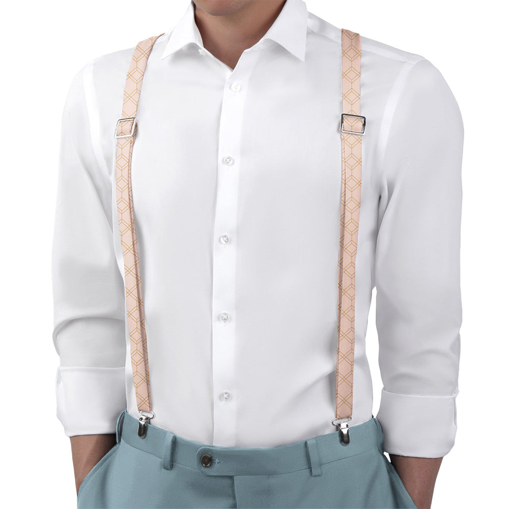 Arcadia Geometric Suspenders - On Model Back View - Knotty Tie Co.