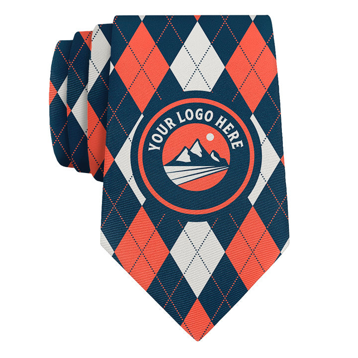 Custom Argyle 1 Logo Tie - Rolled - Knotty Tie Co.