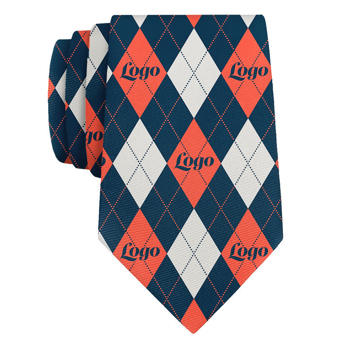 Custom Argyle 2 Logo Tie - Rolled - Knotty Tie Co.