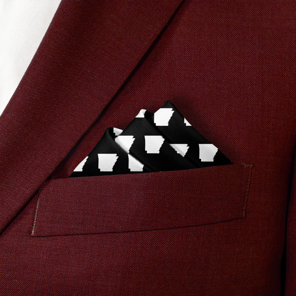 Arkansas State Outline Pocket Square - Stairs Fold - Knotty Tie Co.