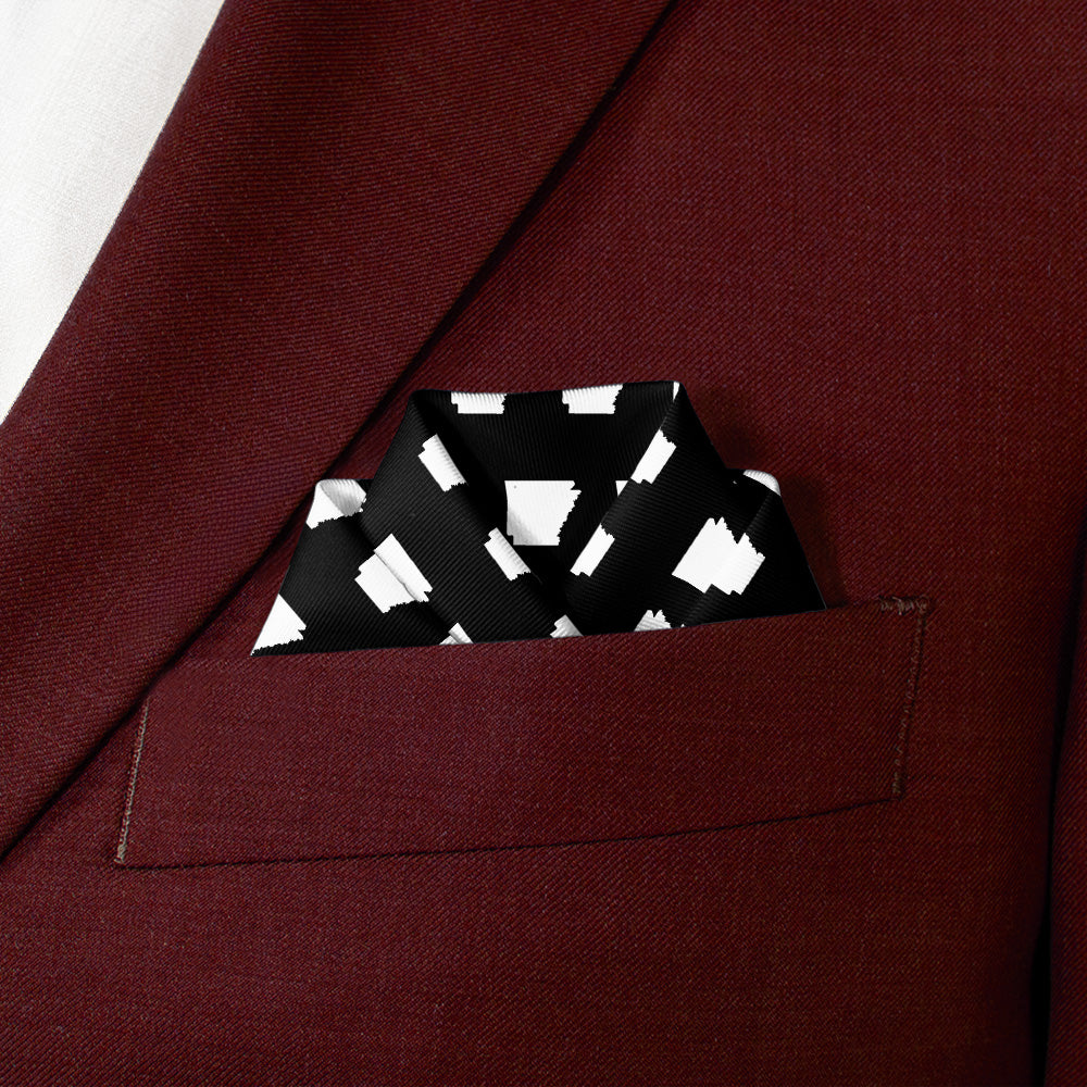 Arkansas State Outline Pocket Square - Scalloped Fold - Knotty Tie Co.