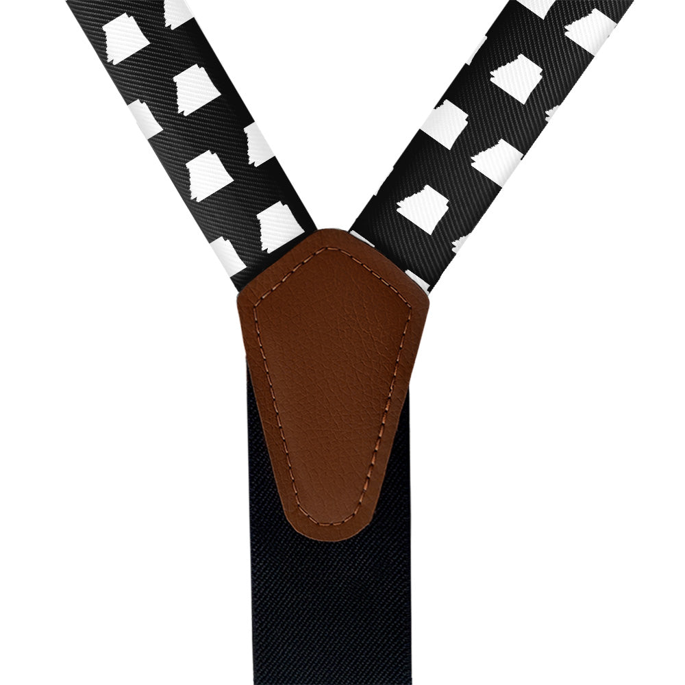 Arkansas State Outline Suspenders - Vegan Leather Y-Back - Knotty Tie Co.