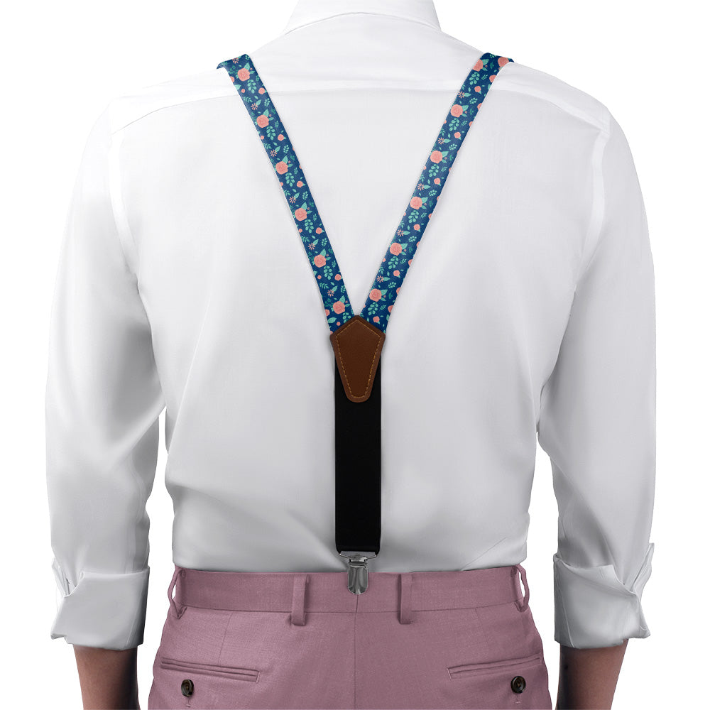 Asta Floral Suspenders - On Model Front View - Knotty Tie Co.