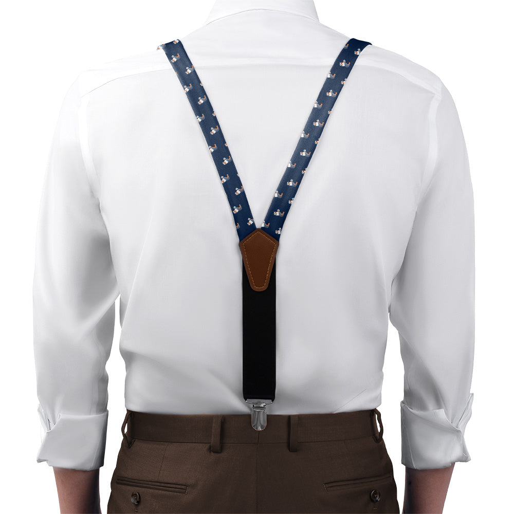 Australian Shepherd Suspenders - On Model Front View - Knotty Tie Co.