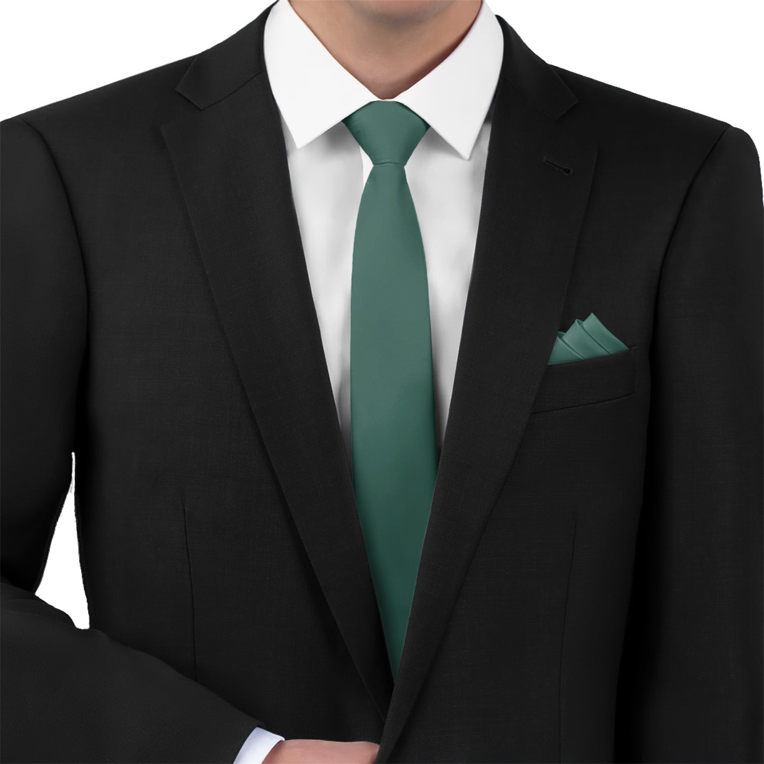 Azazie Dark Green Necktie - Matching Pocket Square - Knotty Tie Co.