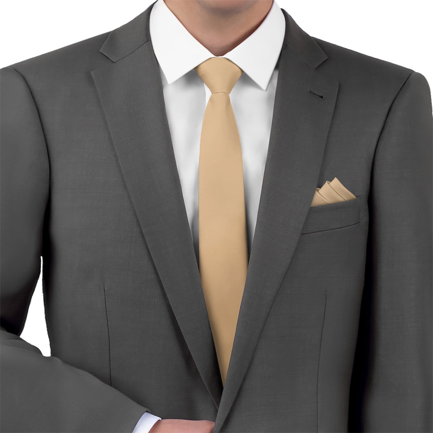 Azazie Sand Necktie - Matching Pocket Square - Knotty Tie Co.