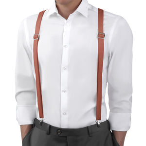 Azazie Auburn Suspenders - On Model Back View - Knotty Tie Co.