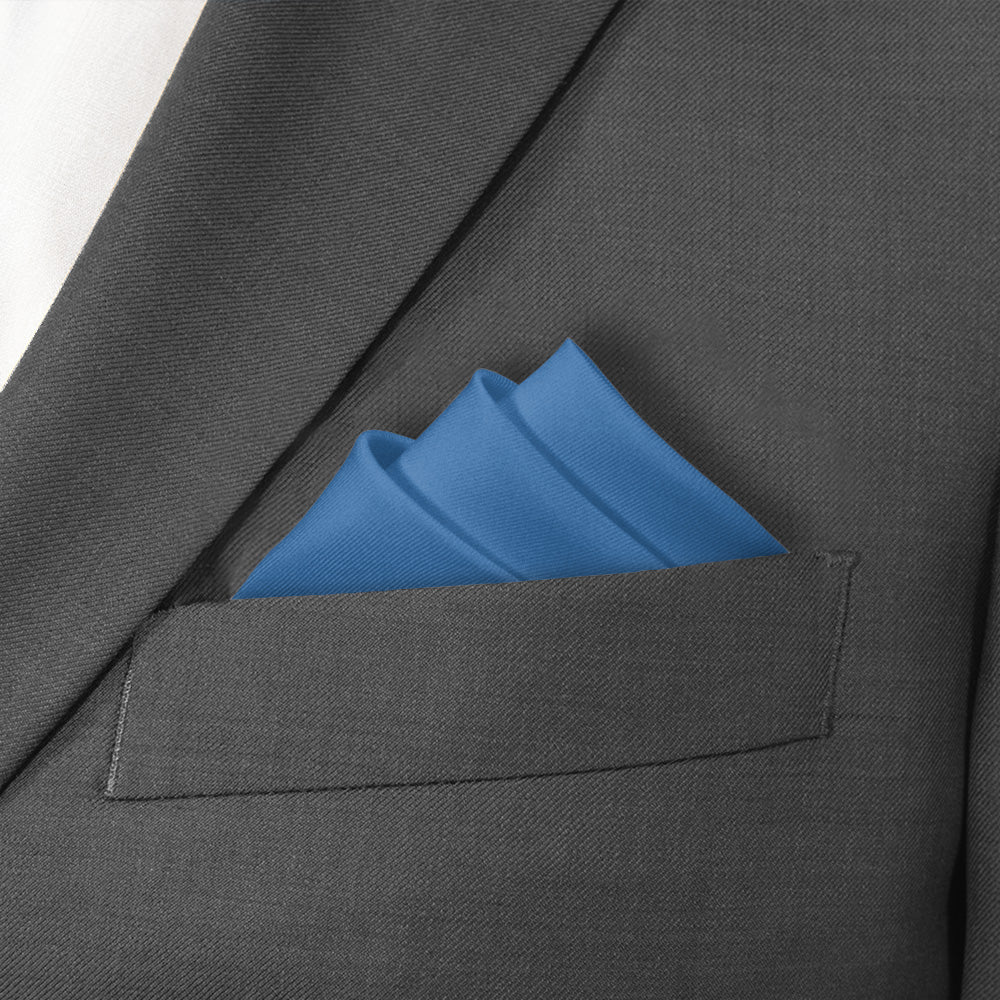 Azazie Blue Jay Pocket Square - Stairs Fold - Knotty Tie Co.