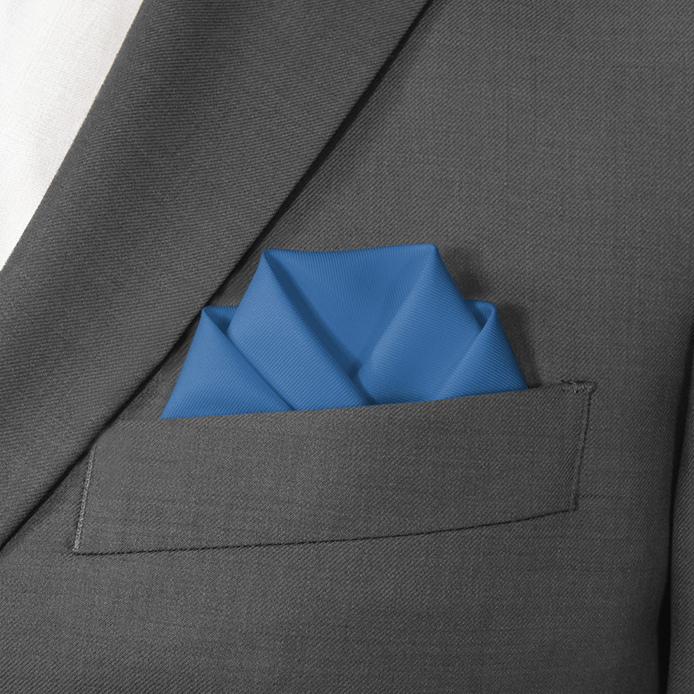 Azazie Blue Jay Pocket Square - Scalloped Fold - Knotty Tie Co.