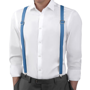 Azazie Blue Jay Suspenders - On Model Back View - Knotty Tie Co.