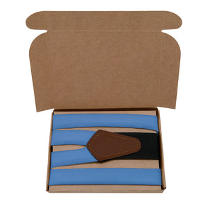 Azazie Blue Jay Suspenders - Kraft Gift Box Packaging - Knotty Tie Co.