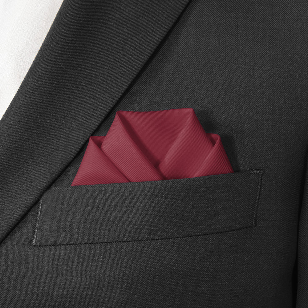 Azazie Burgundy Pocket Square - Scalloped Fold - Knotty Tie Co.