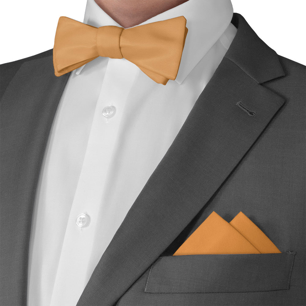 Azazie Butterscotch Pocket Square - Matching Bow Tie - Knotty Tie Co.