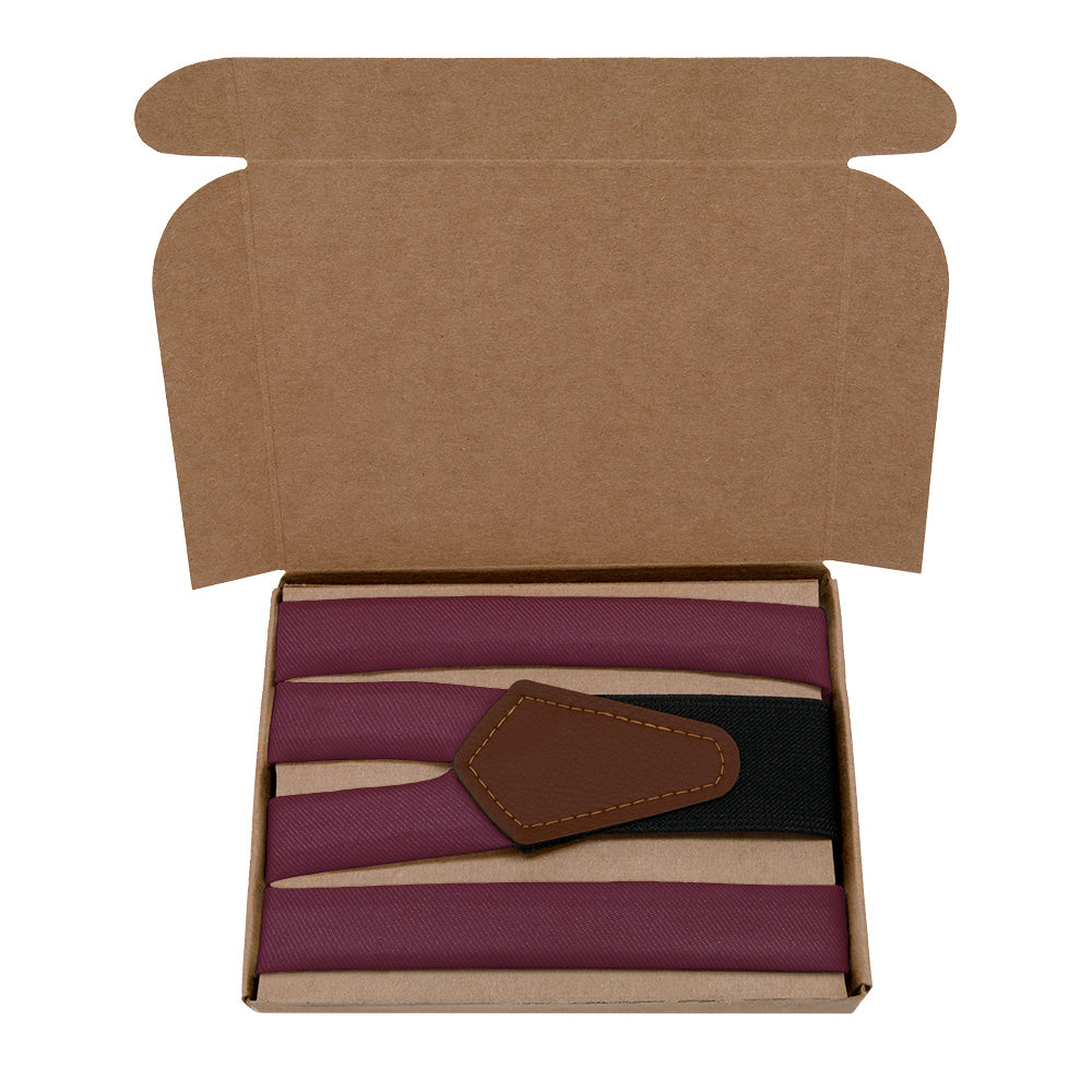 Azazie Cabernet Suspenders - Kraft Gift Box Packaging - Knotty Tie Co.