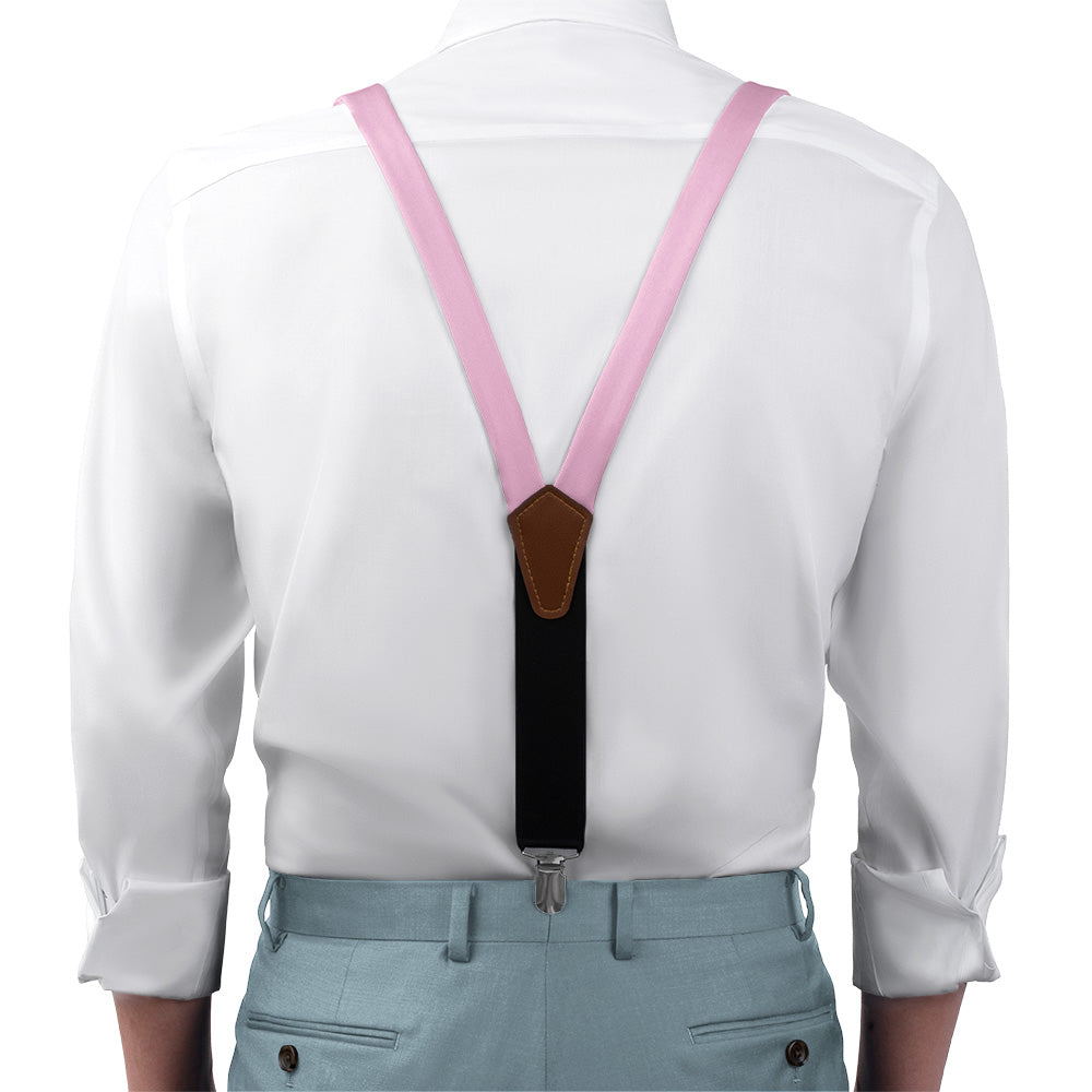 Azazie Candy Pink Suspenders - On Model Front View - Knotty Tie Co.