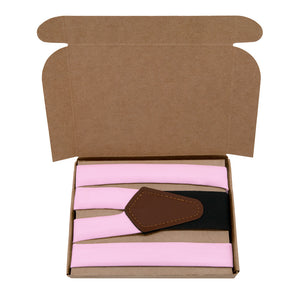 Azazie Candy Pink Suspenders - Kraft Gift Box Packaging - Knotty Tie Co.