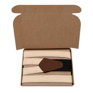 Azazie Champagne Suspenders - Kraft Gift Box Packaging - Knotty Tie Co.