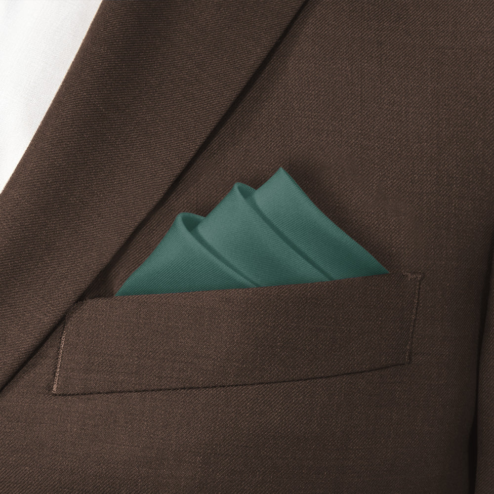 Azazie Dark Green Pocket Square - Stairs Fold - Knotty Tie Co.