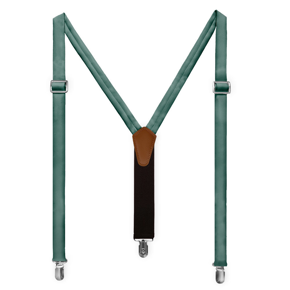 Azazie Dark Green Suspenders - Full Front View - Knotty Tie Co.