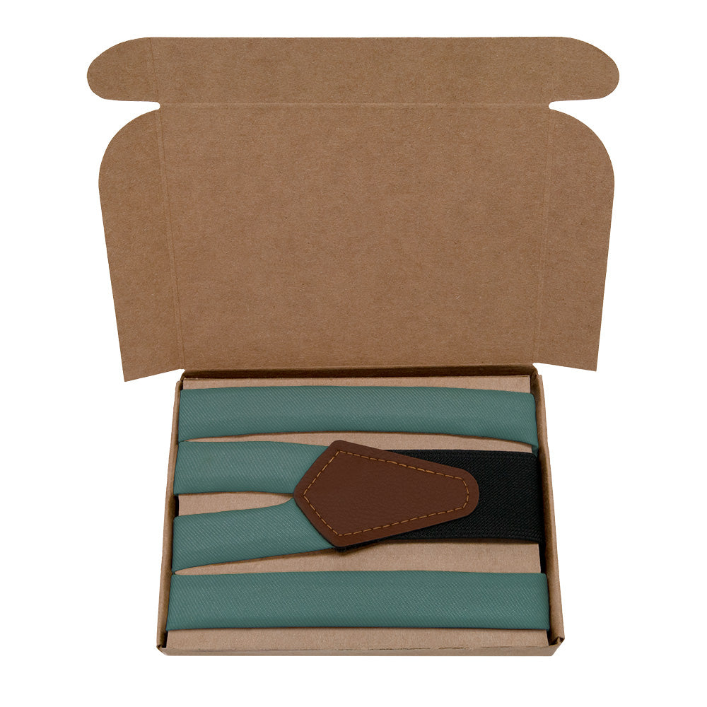 Azazie Dark Green Suspenders - Kraft Gift Box Packaging - Knotty Tie Co.