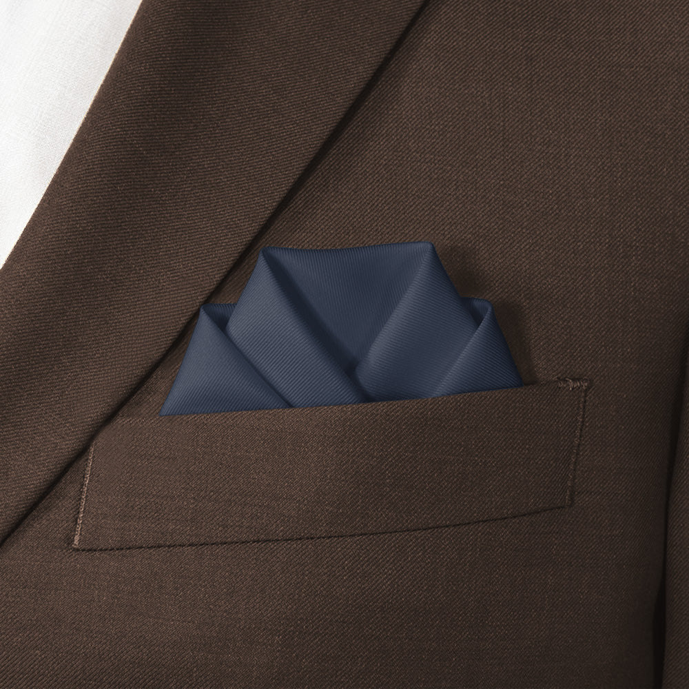 Azazie Dark Navy Pocket Square - Scalloped Fold - Knotty Tie Co.