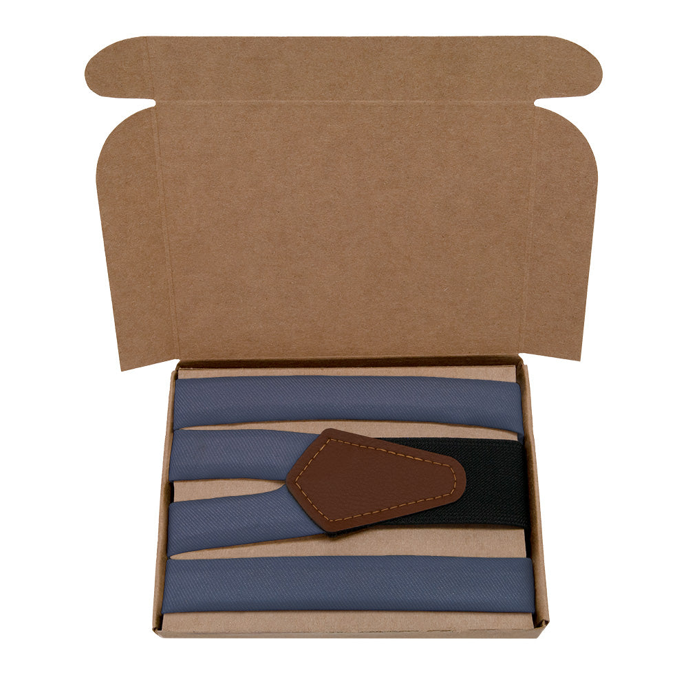 Azazie Dark Navy Suspenders - Kraft Gift Box Packaging - Knotty Tie Co.