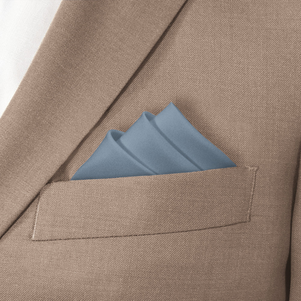 Azazie Dusty Blue Pocket Square - Stairs Fold - Knotty Tie Co.