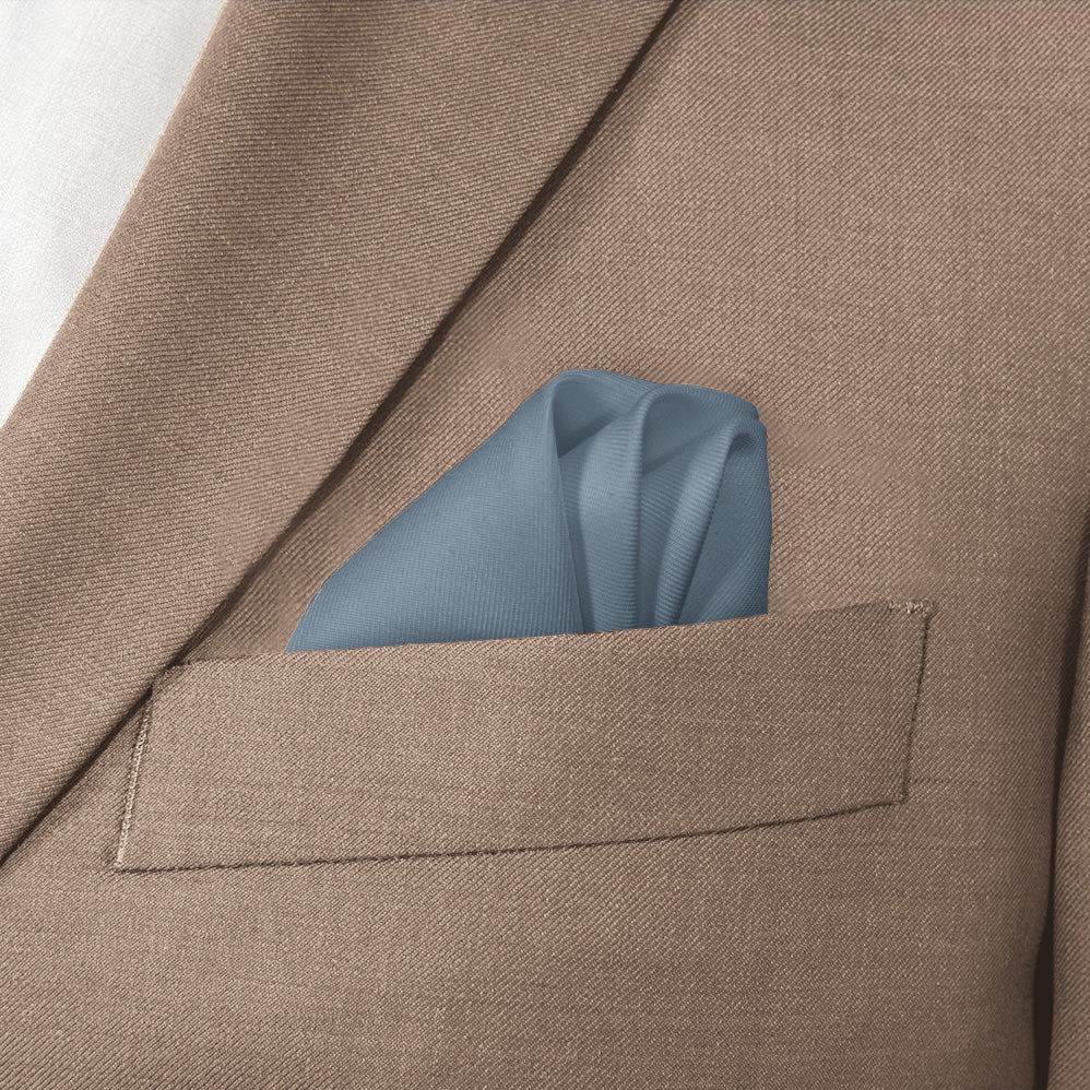 Azazie Dusty Blue Pocket Square - Wave Fold - Knotty Tie Co.