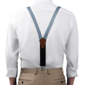 Azazie Dusty Blue Suspenders - On Model Front View - Knotty Tie Co.