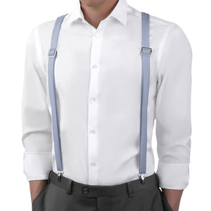 Azazie Dusty Lavender Suspenders - On Model Back View - Knotty Tie Co.