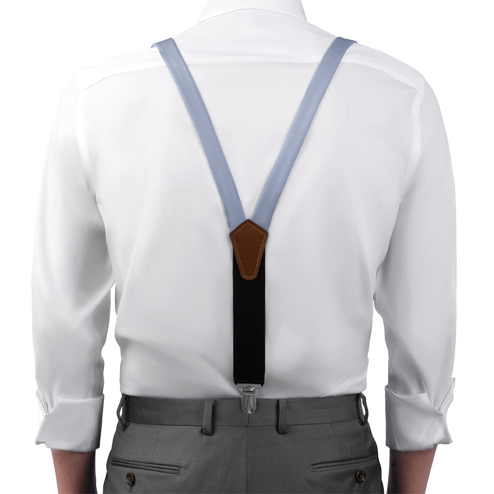 Azazie Dusty Lavender Suspenders - On Model Front View - Knotty Tie Co.