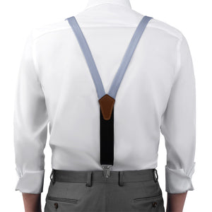 Azazie Dusty Lavender Suspenders - On Model Front View - Knotty Tie Co.
