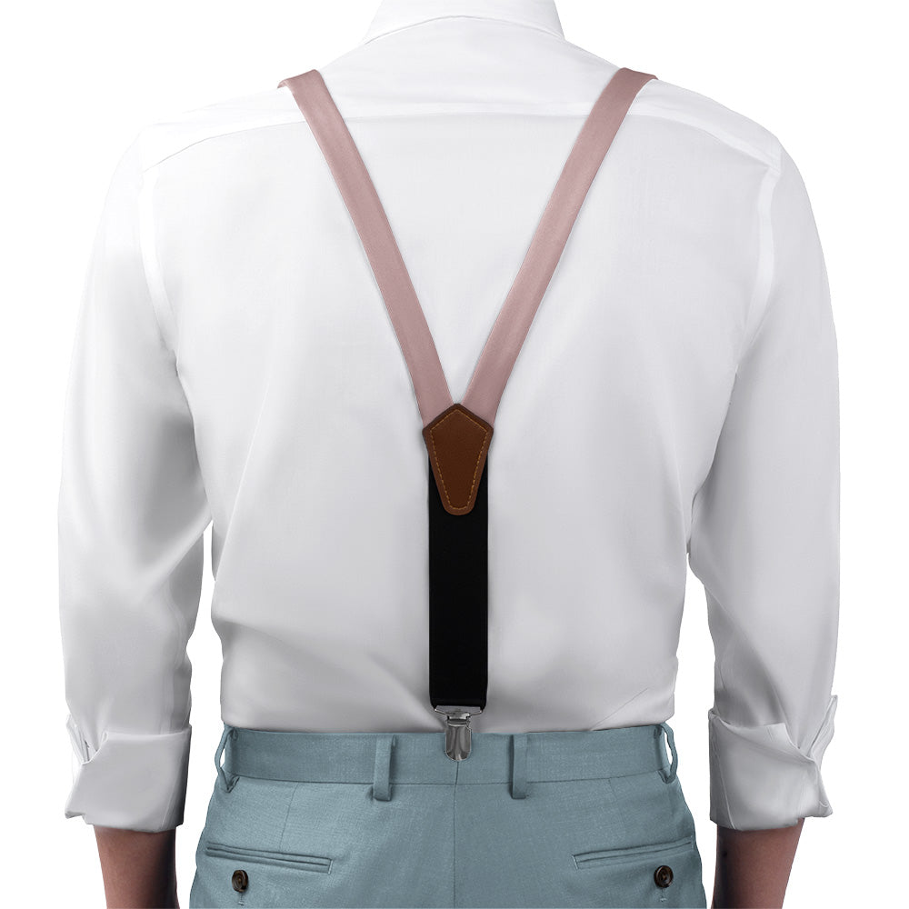 Azazie Dusty Rose Suspenders - On Model Front View - Knotty Tie Co.