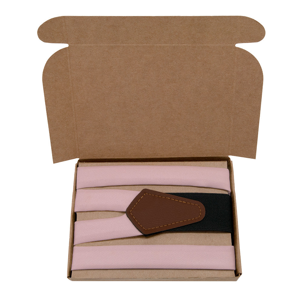 Azazie Dusty Rose Suspenders - Kraft Gift Box Packaging - Knotty Tie Co.