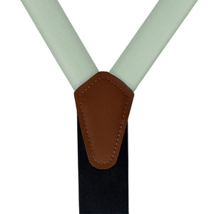 Azazie Dusty Sage Suspenders - Vegan Leather Y-Back - Knotty Tie Co.