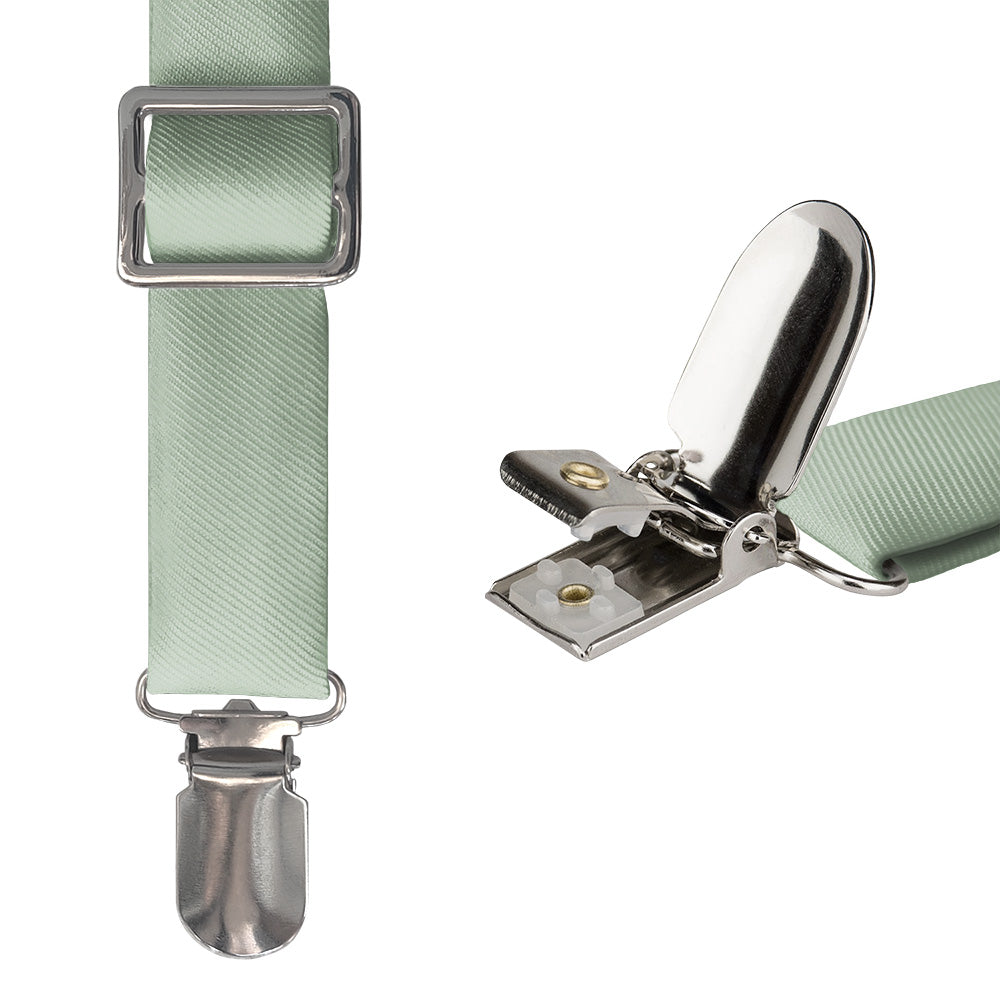 Azazie Dusty Sage Suspenders - Hardware and Strap - Knotty Tie Co.