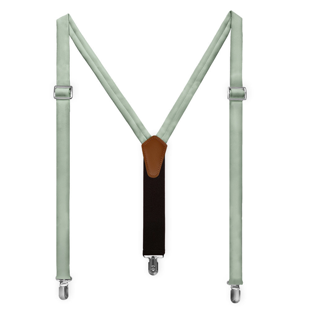 Azazie Dusty Sage Suspenders - Full Front View - Knotty Tie Co.