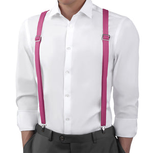 Azazie Fuchsia Suspenders - On Model Back View - Knotty Tie Co.