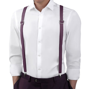 Azazie Grape Suspenders - On Model Back View - Knotty Tie Co.